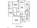 Detailed first floor plan showcasing the layout of the home, including a two-car garage at 2916 Frances Marie Ln, Raleigh, NC 27603