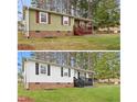 Before and after view of a home with updated paint, landscaping, and front porch at 402 Abbott Dr, Sanford, NC 27330