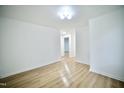 Clean, bright living room with modern lighting and wood-look flooring at 423 E Rockspring St, Henderson, NC 27536