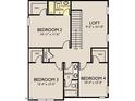 Detailed second-floor plan featuring a loft, and multiple bedrooms each with a walk-in closet at 1511 Malcus Ct # 64, Fuquay Varina, NC 27526