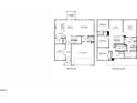 Detailed floor plan showcasing layout with kitchen, bedrooms, living spaces, and garage at 153 Klamath Dr, Garner, NC 27529
