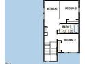Upstairs floor plan featuring three bedrooms, two bathrooms, and a cozy retreat area at 50 Rainfall Dr, Pittsboro, NC 27312