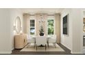 Elegant dining room with a modern chandelier, sleek furniture, and ample natural light at 0 Hanover Way, Sanford, NC 27330