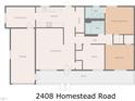 Layout of home includes kitchen, living room, garage, bedrooms, bathrooms, office, and porch at 2408 Homestead Road Rd, Chapel Hill, NC 27516