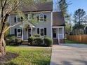 Charming two-story home with gray siding, black shutters, and a covered front porch at 3616 Open Sight Ct, Raleigh, NC 27616