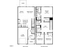 Detailed floor plan with dimensions highlighting the layout of the home's two floors at 1171 Abbott St, Mebane, NC 27302