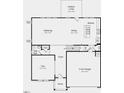 Layout of the main level showing the gathering room, kitchen, dining area, flex space, and two-car garage at 622 Contento Ct, Sanford, NC 27330