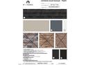 Exterior color palette featuring roofing, siding, stone, trim, door, and shutters for a coordinated home design at 10018 Secluded Garden Drive Rd # 187, Apex, NC 27523