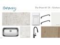 Harmony design featuring quartz countertop, white cabinets, backsplash, modern faucet, and wood-style flooring at 704 Compeer Way # 28, Rolesville, NC 27571