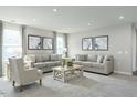 Spacious living room with neutral tones, plush carpeting, and plenty of natural light at 91 Lawnview Ct, Fuquay Varina, NC 27526