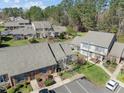 Community aerial view showcases lush green lawns and well-maintained landscaping at 60 Justin Ct, Durham, NC 27705
