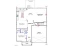 Detailed first-floor floor plan, highlighting the kitchen, Gathering room, dining room, and garage layout for easy visualization at 35 Calabria Ct, Franklinton, NC 27525