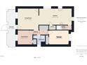 Detailed first floor plan showcasing the kitchen, living room, bathroom, and bedroom layouts at 10836 Connally Ln, Raleigh, NC 27614