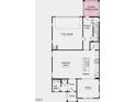 First floorplan featuring a two-car garage, gathering room, kitchen, and half bath at 1065 Hardin Hill Ln, Knightdale, NC 27545