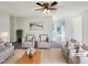Inviting, staged living room with neutral colors, stylish furniture, and ample natural light at 610 Shepard School Rd, Zebulon, NC 27597
