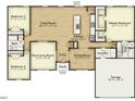 Detailed floor plan featuring a great room, kitchen, three bedrooms, and a two-car garage at Lot 11H Good Shepherd Trl, Spring Hope, NC 27882