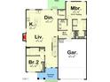 Open floor plan showcasing a spacious kitchen, dining, and living area, with a Primary bedroom suite and attached two car garage at Lot 15H Good Shepherd Trl, Spring Hope, NC 27882