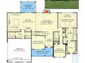 Detailed first-floor plan showcasing the layout with a kitchen, Gathering room, bedrooms, and covered porches at Lot 22H Good Shepherd Trl, Spring Hope, NC 27882