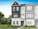 New construction townhouse with a combination of siding styles and manicured landscaping at 1034 Zelkova Ln, Chapel Hill, NC 27517