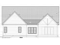 Architectural drawing of the rear elevation with window and roof details at 3400 River Manor Ct, Franklinton, NC 27525