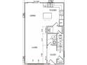Floor plan showcasing the layout of the living, dining, kitchen, foyer, and coat closet on the main floor at 2600 Fayetteville St, Durham, NC 27707