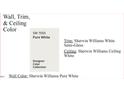 Wall, trim, and ceiling color samples are included for the home's interior design at 2600 Fayetteville St, Durham, NC 27707