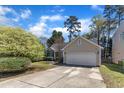 Attractive single-story home featuring a two-car garage, neat landscaping and concrete driveway at 9512 Anson Grove Ln, Raleigh, NC 27615