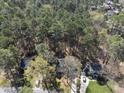 An elevated view of the property, showing its position amid lush, mature trees at 4815 Fortunes Ridge Dr, Durham, NC 27713