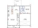Main level floor plan showcases an open-concept layout with a kitchen, Gathering room, and garage at 55 Cordoba Dr, Franklinton, NC 27525