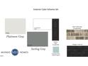 This image presents the color scheme featuring platinum gray siding, black shutters, and charcoal shingles at 25 Bold Dr, Youngsville, NC 27596