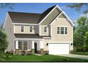 Charming two-story home with a neutral facade, a two-car garage, and a landscaped front yard at 779 Old Station Pointe, Angier, NC 27501