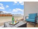 Cozy patio with outdoor seating and view of the backyard at 5205 Sorrell Glen Dr, Raleigh, NC 27603