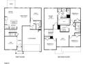 Detailed floor plan showcasing the layout of a two-story home with labeled rooms and dimensions at 621 White Birch Ln, Angier, NC 27501