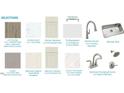 A curated collection of interior finish selections showcases modern tile, quartz, and cabinet options at 771 Old Station Pointe, Angier, NC 27501