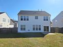 Spacious backyard featuring a well-maintained lawn and fenced perimeter at 1036 Steelhorse Dr, Fuquay Varina, NC 27526