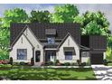 Rendering of a beautiful two-story home featuring a white brick exterior and a well-manicured lawn at 2809 Theresa Eileen Way, Raleigh, NC 27603