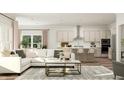 Bright and spacious living room featuring an open-concept design flowing into the kitchen at 316 Canyon Spring Trl, Wake Forest, NC 27587