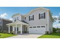 Lovely two-story home with a covered entrance, two-car garage, and a well-maintained lawn at 3849 Rosebush Dr, Zebulon, NC 27597