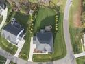 Aerial view of a manicured lawn and well-maintained single Gathering residence at 8117 Fergus Ct, Wake Forest, NC 27587