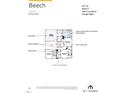 Second floor architectural plan featuring bedrooms, laundry, and deluxe owner's bath with tile shower at 5017 Aged Pine Rd # 54, Apex, NC 27523