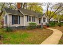 Charming single-story home featuring blue shutters, neutral siding, brick steps, and a well-maintained front yard at 2422 S Alston Ave, Durham, NC 27713