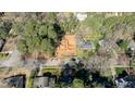 Aerial view of a residential construction site showing foundation work and nearby homes at 5205 Quail Meadows Dr, Raleigh, NC 27609