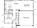 Main level floor plan featuring a kitchen, breakfast area, Gathering room, study, powder room, and two-bay garage at 53 Brooklynn Trl # 183, Angier, NC 27501