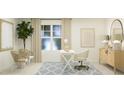 Elegant home office showcasing neutral tones, modern furniture, and a large window for a calm and productive atmosphere at 456 Barnes Landing Dr # 39, Four Oaks, NC 27524