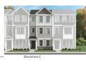 Exterior elevation of attractive townhomes featuring varied gray tones and a stone base for enhanced curb appeal at 331 Deercroft Dr, Apex, NC 27539