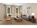 Inviting living room with comfortable seating, large windows, and neutral decor at 1045 Zelkova Ln, Chapel Hill, NC 27517
