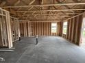 An unfinished interior view showcasing stud framing and windows ready for customization and design at 82 W Emily Gardens Dr, Selma, NC 27577