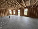 An unfinished interior view showcasing stud framing and windows ready for customization and design at 82 W Emily Gardens Dr, Selma, NC 27577