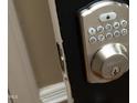 Close up of Defiant keypad door lock with push button and key entry at 6417 Meadow View Dr, Raleigh, NC 27609