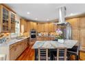 Gourmet kitchen features custom cabinets, stainless steel appliances, and a marble countertop island at 11 Swallow Tail Ct, Pittsboro, NC 27312